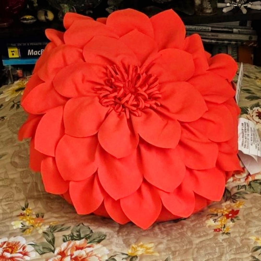 P/Kaufman orange flower petal pillow
